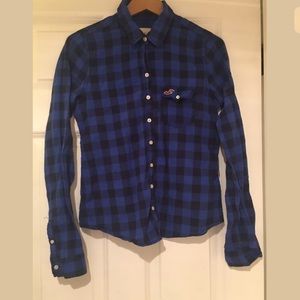 Hollister Plaid Shirt Blue Size medium
